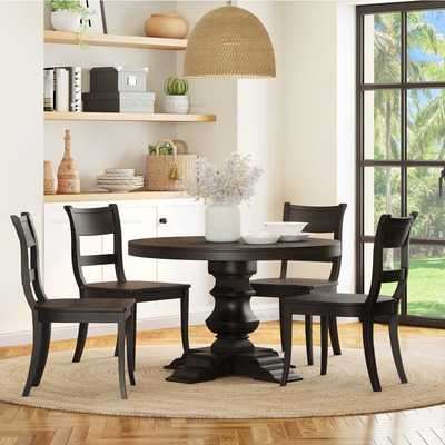 Benton Round Solid Wood Pedestal Base Dining Table and Chair Set Profile Picture