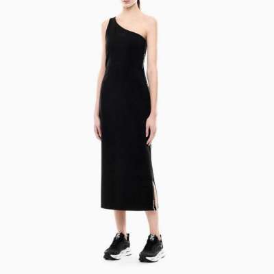 EMPORIO ARMANI LOGO SERIES STRECH JERSEY ONE- SHOULDER DRESS BLACK Profile Picture